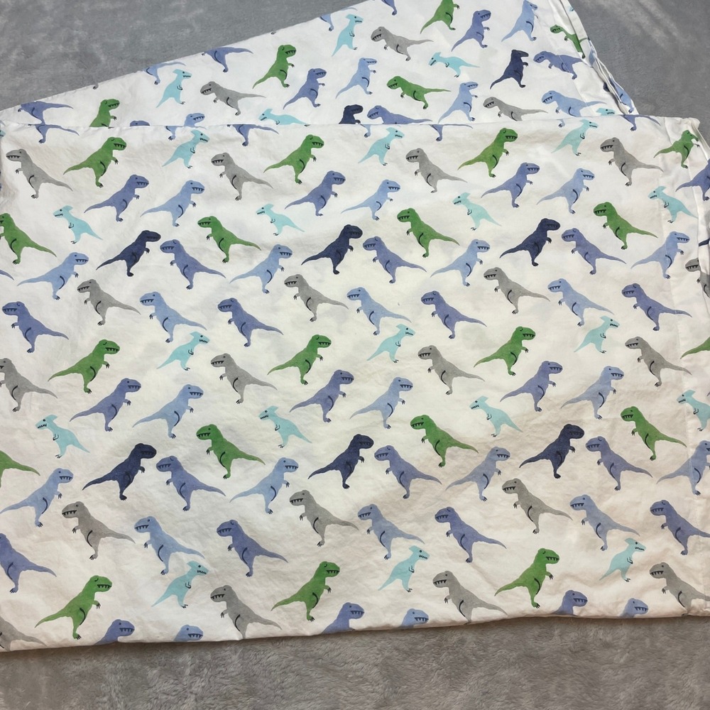 2 Pottery Barn Kids Dinosaur Pillowcases Size Standard White Warren Print Set